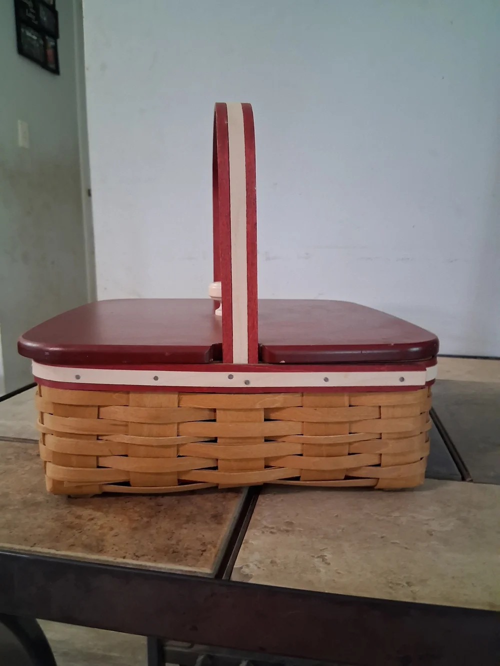 Longaberger Snowflake Cookie Basket with Red Lid